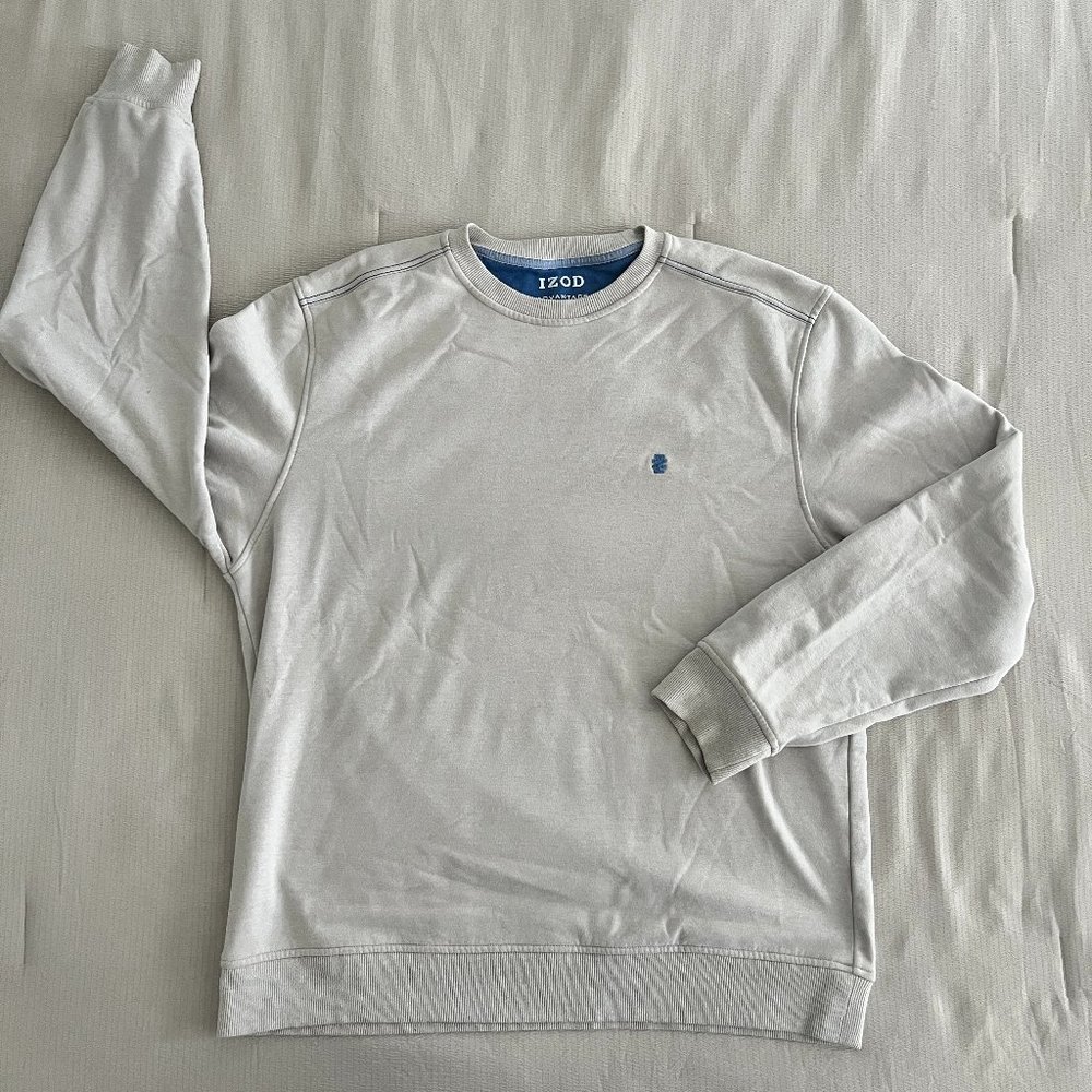 Izod Gray/Cream Crew Neck Sweatshirt